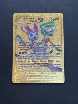 Gardevoir & Sylveon GX 130/234 HP260 TAG TEAM Pokemon Gold Foil Fan Art Card - Image 1