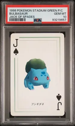 1998 Pokemon Stadium Green Version Playing Cards Bulbasaur Jack Of Spades PSA 10 - Image 1