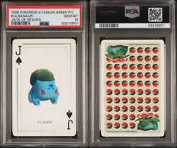 1998 Pokemon Stadium Green Version Playing Cards Bulbasaur Jack Of Spades PSA 10 - Image 3