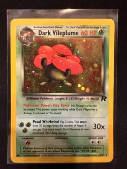 Pokemon Dark Vileplume TCG Holo Card Unlimited Rare Vintage 13/82 - Image 1