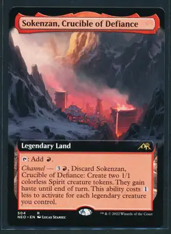 Sokenzan, Crucible of Defiance - Borderless - Magic MTG 2022 - Neon Dynasty NM/M - Image 1