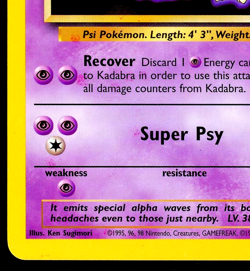 2000 Pokemon KADABRA Base Set 2 Edition INK ERROR Non Holo MISPRINT Card 46/130 - Image 3