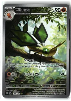 Vibrava ⭐ 206/191 Holo Illustration Rare Surging Sparks 2024 Pokemon NM - Image 1
