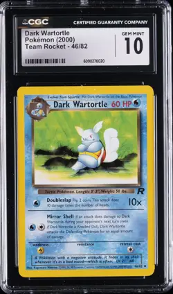 2000 POKEMON TEAM ROCKET #46/82 DARK WARTORTLE CGC 10 GEM MINT - Image 1
