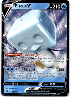 Pokemon TCG Eiscue V 055/192 Rebel Clash Holo Rare Near Mint - Image 1