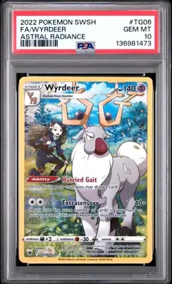 2022 Pokemon SWSH Full Art Wyrdeer Astral Radiance #TG06/TG30 PSA Gem Mint 10 - Image 1