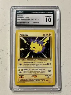 Pokemon 2000 Neo Genesis 1st Edition Pikachu 70/111 CGC 10 MINT Vintage Slab - Image 1