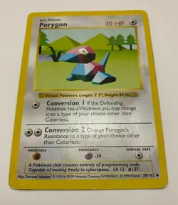 Porygon Shadowless Pokemon Unlimited Base Set 1999 TCG 39/102 WOTC HP - Image 3