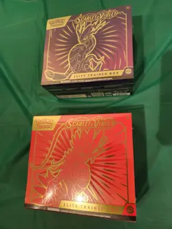 Scarlet & Violet ETBs Pokemon Koraidon Red & Miraidon Purple New Factory Sealed - Image 1