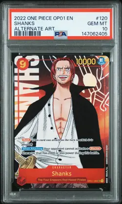 2022 ONE PIECE OP01-ROMANCE DAWN ALTERNATE ART #120 SHANKS PSA 10 - Image 1