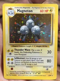 Magneton Base Set 9/102 Holo Unlimited Holo Rare * Vintage NM Pokemon Card - Image 1