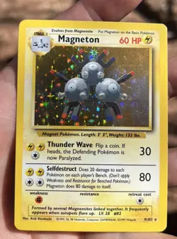 Magneton Base Set 9/102 Holo Unlimited Holo Rare * Vintage NM Pokemon Card - Image 3