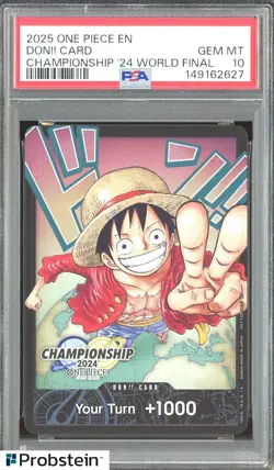 2025 ONE PIECE CARD EN MONKEY D. LUFFY DON CARD PROMO '24 CS WORLD FINAL PSA 10 - Image 1