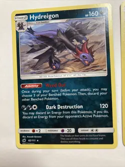 Hydreigon 62/111 Crimson Invasion x2 Reverse Holo & Non Holo Rare Pokemon Card - Image 4
