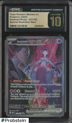 2025 Pokemon Destined Rivals DRI EN SIR #231 Rocket's Mewtwo Ex CGC 10 PRISTINE - Image 1