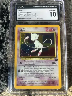 CGC 10 GEM MINT - SWIRL!!! - Mew Black Star Promo #9 Holo Pokemon League 2000 - Image 1