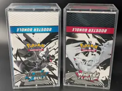 2x Pokemon SV10.5 Black Bolt White Flare Sealed Booster Bundle Display W/Acrylic - Image 1