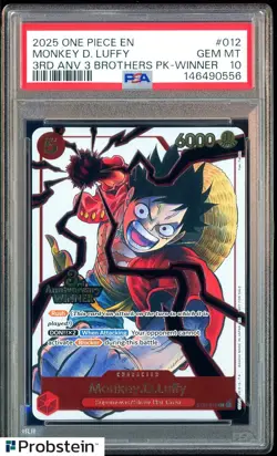 2025 One Piece Monkey.D.Luffy 3rd Anv. Event Winner Prize Promo ST01-012 PSA 10 - Image 1