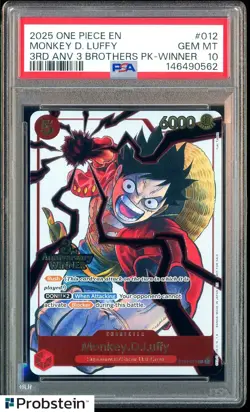 2025 One Piece Monkey.D.Luffy 3rd Anv. Event Winner Prize Promo ST01-012 PSA 10 - Image 1