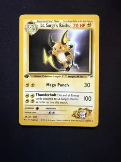 Pokemon Card - Lt. Surge's Raichu Gym Heroes 28/132 Rare 1st Edition - Image 1