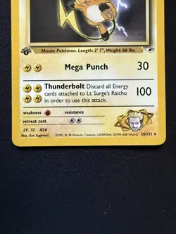 Pokemon Card - Lt. Surge's Raichu Gym Heroes 28/132 Rare 1st Edition - Image 5
