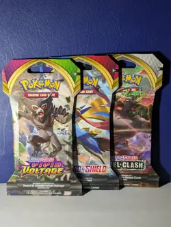 Pokemon Sword and Shield Multiple Set Sleeved Booster Packs Sealed 3 Packs cards - Image 1