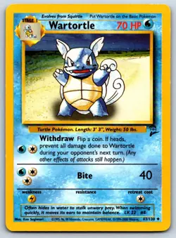 Wartortle - Base Set 2 063/130 Vintage Pokemon Card LP - Image 1