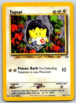 Togepi - Neo Genesis 051/111 Vintage Pokemon Card LP - Image 1