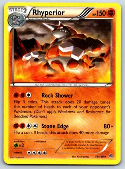 Rhyperior - XY - Primal Clash 76/160 Vintage Pokemon Card LP - Image 1