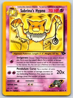 Sabrina's Hypno - Gym Challenge 056/132 Vintage Pokemon Card LP - Image 1