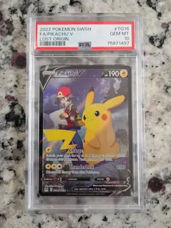 Pokemon TCG Pikachu v TG16/TG30 Lost Origin 2022 Full Art Holo Ultra Rare Card - Image 1