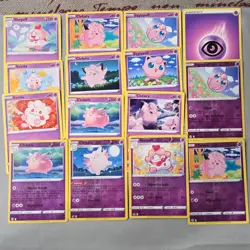 Pink Psychic cuties Pokemon 15 Card Lot Jigglypuff Clefairy Clefable Swirlix - Image 1