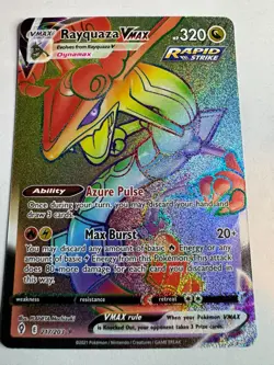 Pokemon TCG Rayquaza VMAX Holo Rainbow Secret Rare Card Evolving Skies 217/203 - Image 1