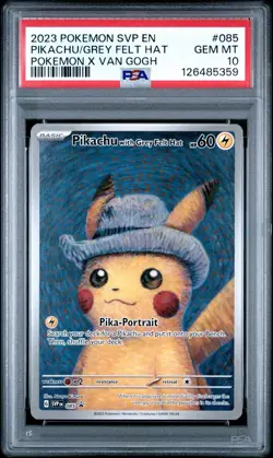 2023 Pokemon Scarlet & Violet Van Gogh Pikachu Promo Hat Grey Felt, PSA 10 - Image 2