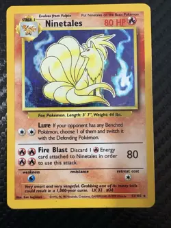 Ninetales Holo Base Set 12/102 WOTC Vintage Pokemon Card MP - Image 1