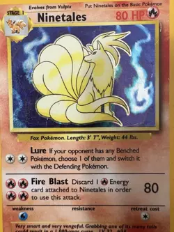 Ninetales Holo Base Set 12/102 WOTC Vintage Pokemon Card MP - Image 2