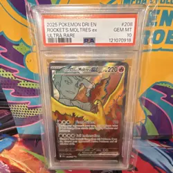 Pokemon Team Rocket's Moltres ex Destined Rivals 208/182 Ultra Rare Holo PSA 10 - Image 1