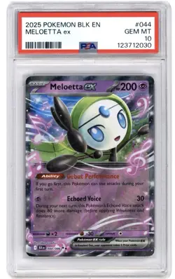 2025 Pokemon Meloetta ex 044/086 Sv: Black Bolt Holo PSA 10 - Image 1