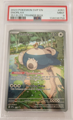 Snorlax Pokemon 2023 151 Elite Trainer Box ETB PROMO #051 PSA 9 - Image 1