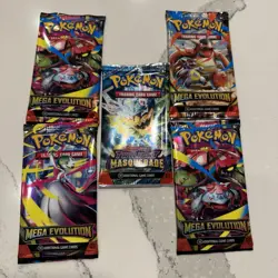 Five (5x) Pokemon Booster Pack Lot - Twilight Masquerade, Mega Evolution - Image 1