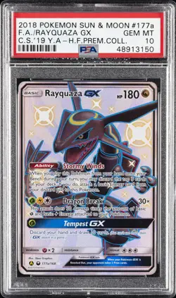 2018 POKEMON SUN & MOON CELESTIAL STORM #177A FULL ART/RAYQUAZA GX PSA 10 - Image 1