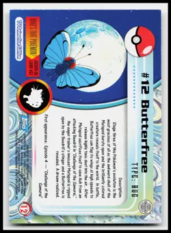 Butterfree #12 Blue Logo Topps Holo Foil TV Animation Pokemon Card - Image 2