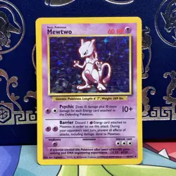 1999 Mewtwo Base Set Holographic 10/102 Pokemon Card LP - Image 1
