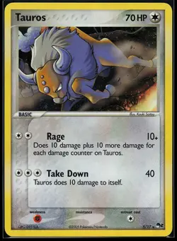 Tauros 5/17 Holo Rare POP Series 2 Pokemon Card - Image 1
