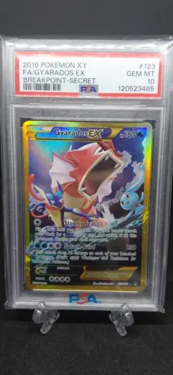 2016 POKEMON XY BREAKPOINT GYARADOS EX #123 PSA 10 SECRET RARE FULL ART - Image 1