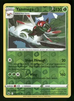 Yanmega 009/159 Rare,Reverse Holo Pokemon Crown Zenith - Image 1