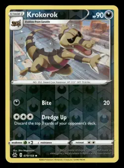Krokorok 079/159 Uncommon,Reverse Holo Pokemon Crown Zenith - Image 1