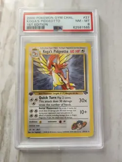 PSA 8 1st Ed. Koga's Pidgeotto - Pokemon TCG Gym Challenge - #27 WOTC 2000 Card - Image 1