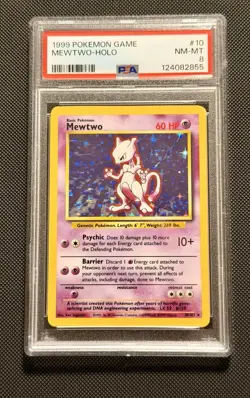 1999 Pokemon TCG Base Set Unlimited Mewtwo 10/102 PSA 8 - Image 1