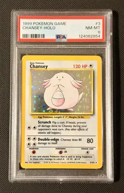 1999 Pokemon TCG Base Set Unlimited Chansey 3/102 PSA 8 - Image 1